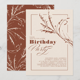 Terracotta Pampas Grass Moderne Geburtstagsparty Einladung
