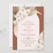 Terracotta Pampas Grass Orchideen Einladung (Vorderseite)