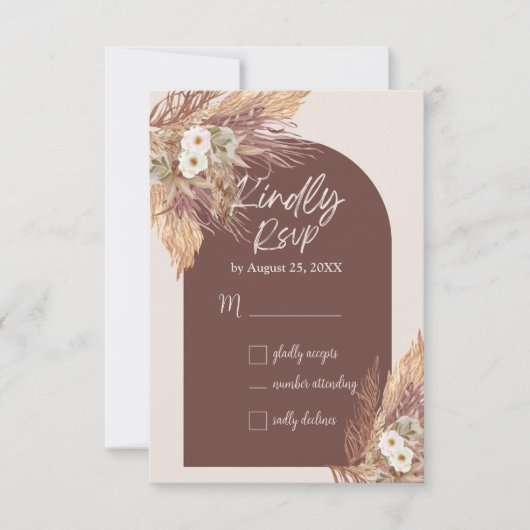 Terracotta Pampas Grass RSVP Karte | Rustikal Boho (Vorderseite)