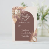 Terracotta Pampas Grass RSVP Karte | Rustikal Boho (Stehend Vorderseite)