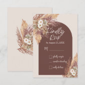 Terracotta Pampas Grass RSVP Karte | Rustikal Boho (Vorne/Hinten)