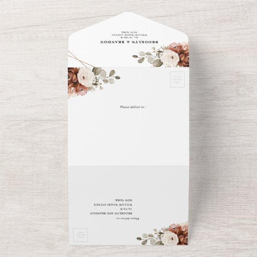 Terracotta Pampas Grass Rustikale geometrische Hoc All In One Einladung (Außenbereich)