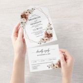 Terracotta Pampas Grass Rustikale geometrische Hoc All In One Einladung (Abreißen)