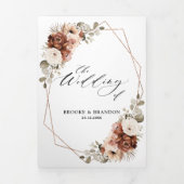 Terracotta Pampas Grass Rustikale geometrische Hoc Dreifach-gefaltete Programmkarte (Cover)