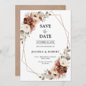 Terracotta Pampas Grass Rustikale geometrische Hoc Save The Date (Vorne/Hinten)