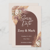 Terracotta Pampas Grass Save the Date | Rustikal Einladung (Vorne/Hinten)