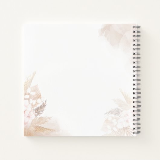 Terracotta Pampas Grass Script Wedding Guest Book Notizblock (Rückseite)