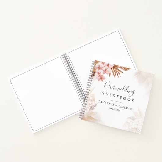 Terracotta Pampas Grass Script Wedding Guest Book Notizblock (Innenseite)