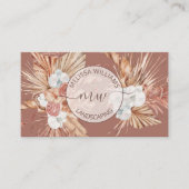 Terracotta Pampas Grass Watercolor Boho Logo Visitenkarte (Vorderseite)