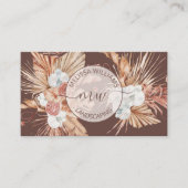 Terracotta Pampas Grass Watercolor Boho Logo Visitenkarte (Vorderseite)