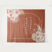 Terracotta Pampas Grass Wedding Foto Hintergrund Wandteppich (Vorderseite (Horizontal))