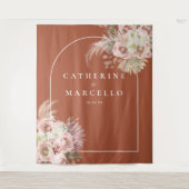 Terracotta Pampas Grass Wedding Foto Hintergrund Wandteppich (Vorderseite)