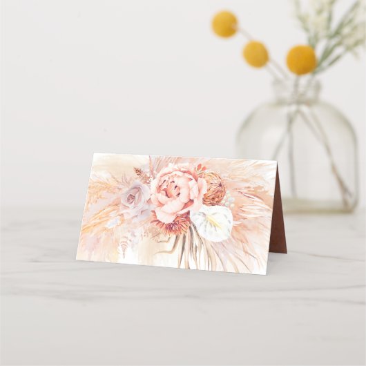 Terracotta Pampas Grass Wedding Platzkarte (Rückseite)