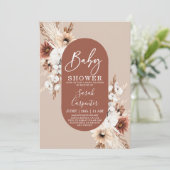 Terracotta Pampas Kinderdusche Einladung (Stehend Vorderseite)