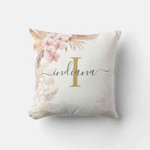 Terracotta-Pampasgras-Monogramm-Schriftzug Kissen