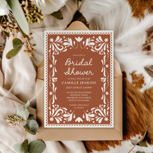 Terracotta Papel Picado Bridal Dusche Einladung