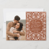 Terracotta Papel Picado Foto Save the Date (Vorderseite)