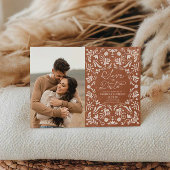 Terracotta Papel Picado Foto Save the Date Magneteinladung