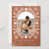 Terracotta Papel Picado Foto Save the Date Magneteinladung (Vorderseite)