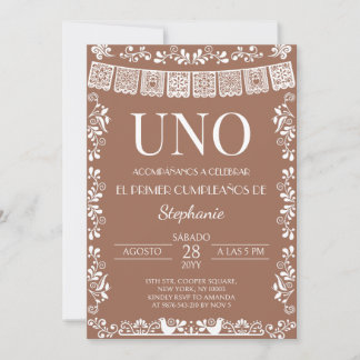 Terracotta Papel Picado UNO First Girl Invitation Einladung