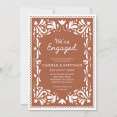 Terracotta Papel Picado Verlobung Einladung (Vorderseite)