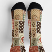 Terracotta Patchwork Quilt Muster Retro Blumenmust Socken (Oben)