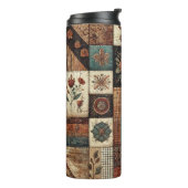 Terracotta Patchwork Quilt Rustic Boho Floral Thermosbecher (Nach links gedreht)