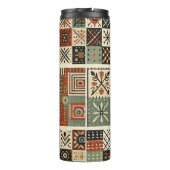 Terracotta Patchwork Quilt Rustic Boho Floral Thermosbecher (Rückseite)