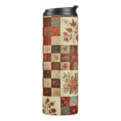 Terracotta Patchwork Quilt Rustic Boho Floral Thermosbecher (Nach links gedreht)
