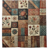 Terracotta Patchwork Quilt Rustic Retro Floral Duschvorhang (Vorderseite)