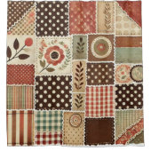 Terracotta Patchwork Quilt Rustic Retro Floral Duschvorhang (Vorderseite)