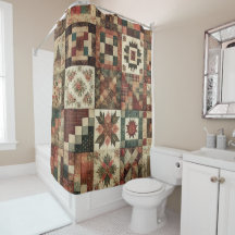 Terracotta Patchwork Quilt Rustic Retro Floral