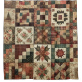 Terracotta Patchwork Quilt Rustic Retro Floral Duschvorhang (Vorderseite)