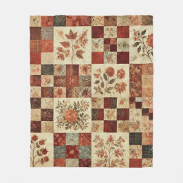 Terracotta Patchwork Quilt Rustic Retro Vintag Fleecedecke