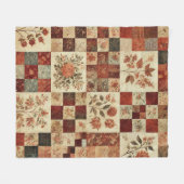 Terracotta Patchwork Quilt Rustic Retro Vintag Fleecedecke (Vorderseite (Horizontal))