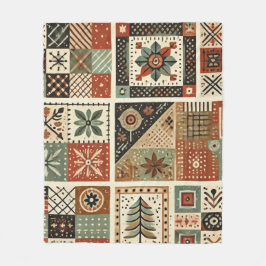 Terracotta Patchwork Quilt Rustic Retro Vintag Fleecedecke