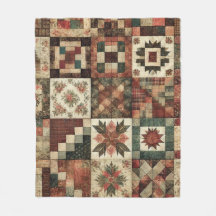 Terracotta Patchwork Quilt Rustic Retro Vintag