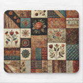 Terracotta Patchwork Quilt Rustikale Blumentheke Mousepad (Vorne)
