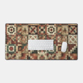 Terracotta Patchwork Quilt Rustikale Blumentheke Schreibtischunterlage (Tastatur & Maus)