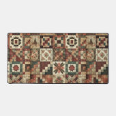 Terracotta Patchwork Quilt Rustikale Blumentheke Schreibtischunterlage (Vorderseite)