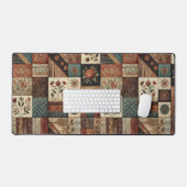 Terracotta Patchwork Quilt Rustikale Blumentheke Schreibtischunterlage (Tastatur & Maus)