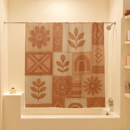 Terracotta Patchwork Quilt Rustikales Bauernhaus Duschvorhang