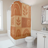 Terracotta Patchwork Quilt Rustikales Bauernhaus Duschvorhang (Beispiel)