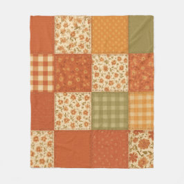 Terracotta Patchwork Quilt Rustikales Bauernhaus Fleecedecke