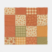 Terracotta Patchwork Quilt Rustikales Bauernhaus Fleecedecke (Vorderseite (Horizontal))