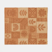 Terracotta Patchwork Quilt Rustikales Bauernhaus Fleecedecke (Vorderseite (Horizontal))