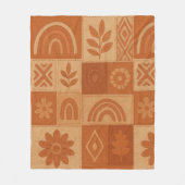 Terracotta Patchwork Quilt Rustikales Bauernhaus Fleecedecke (Vorderseite)