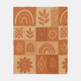 Terracotta Patchwork Quilt Rustikales Bauernhaus Fleecedecke