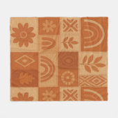 Terracotta Patchwork Quilt Rustikales Bauernhaus Fleecedecke (Vorderseite (Horizontal))