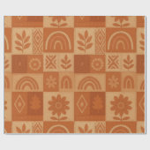 Terracotta Patchwork Quilt Rustikales Bauernhaus Geschenkpapier (Flach)
